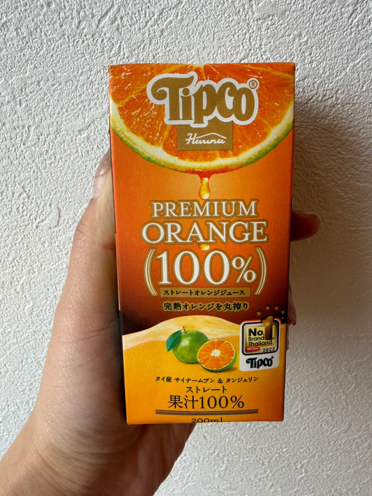 Tipcoプレミアムオレンジ100％ストレートジュース 200ml