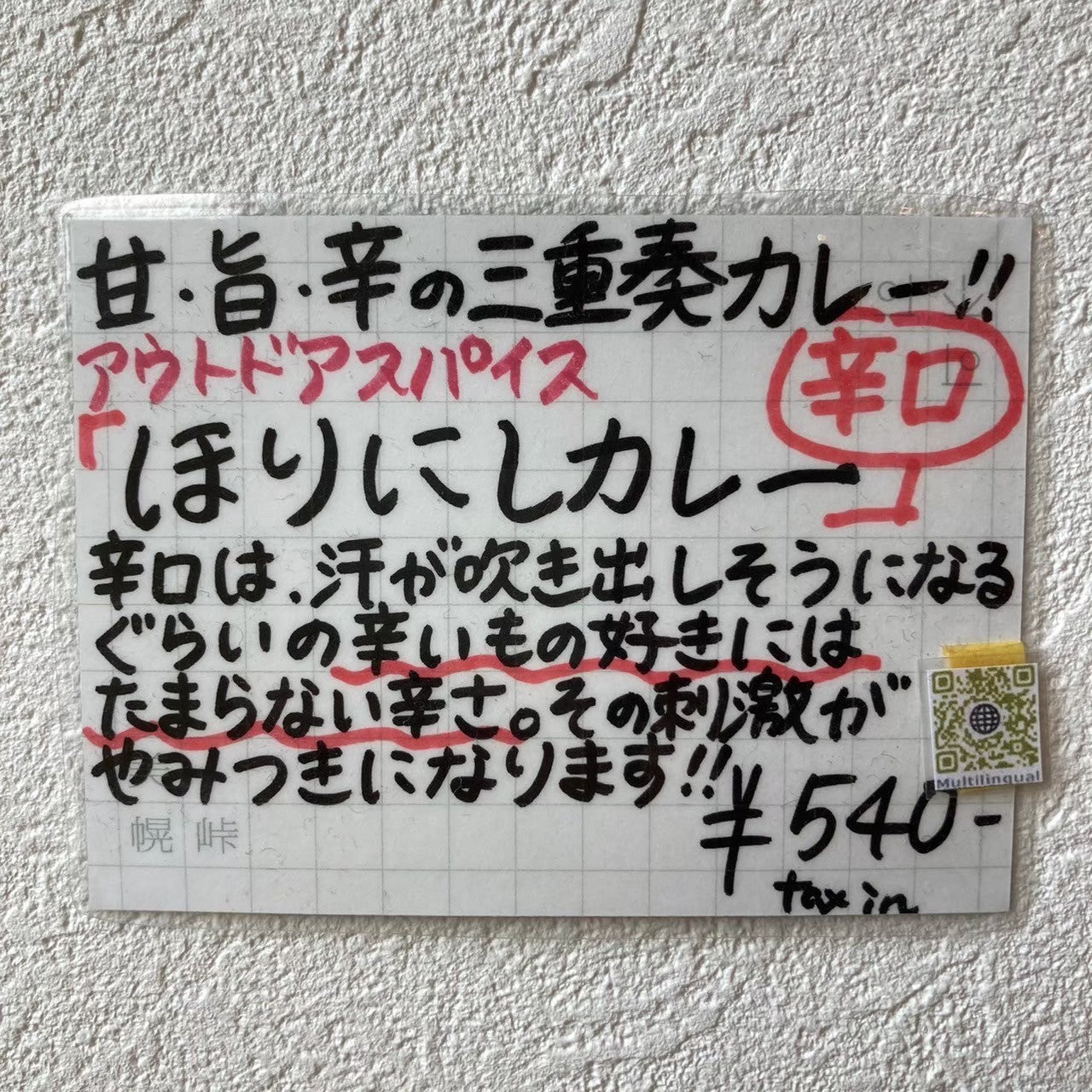 アウトドアスパイス ほりにしカレー辛口 赤